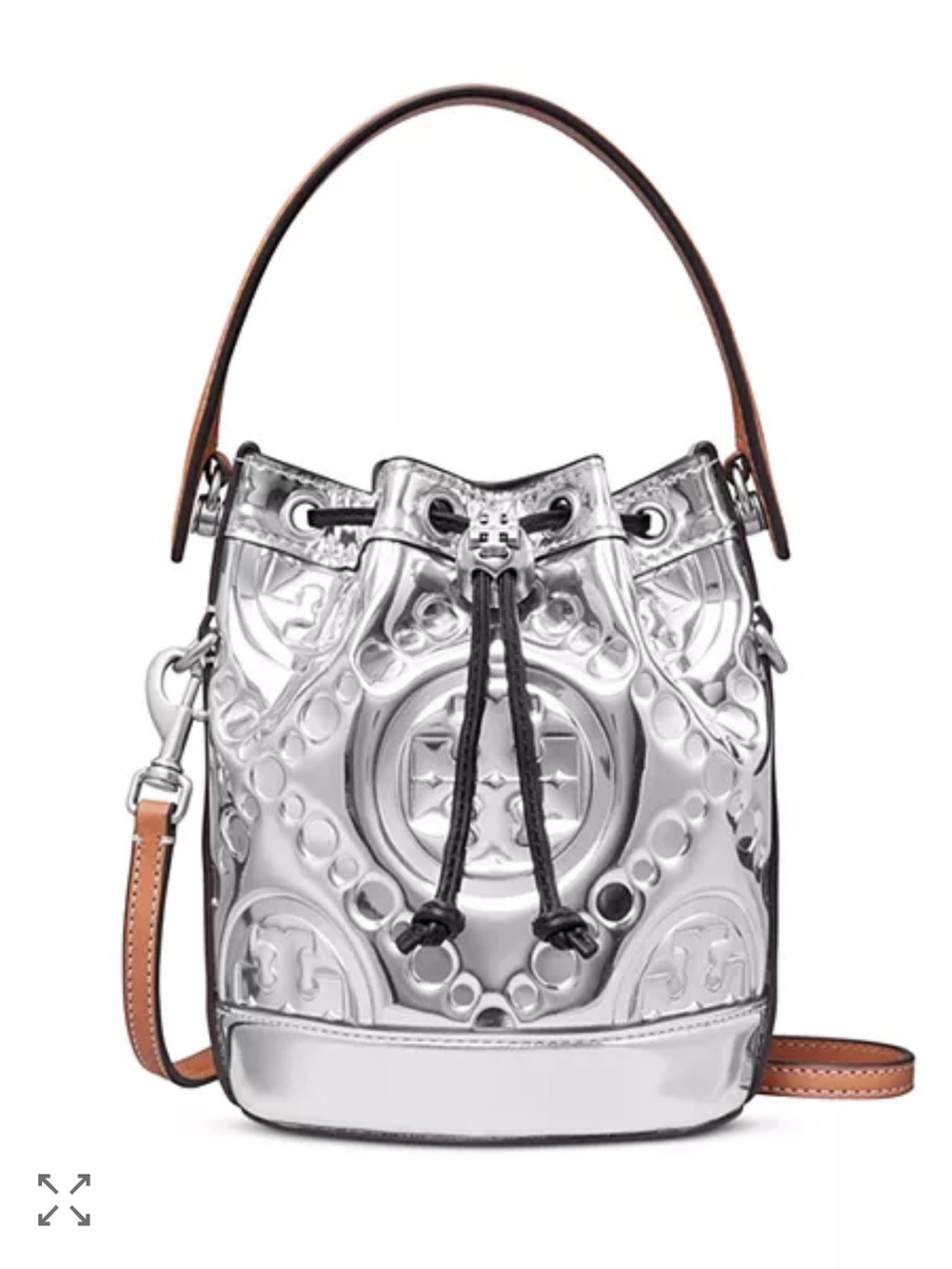 Tory Burch Mini T Monogram Embossed Leather Bucket Bag